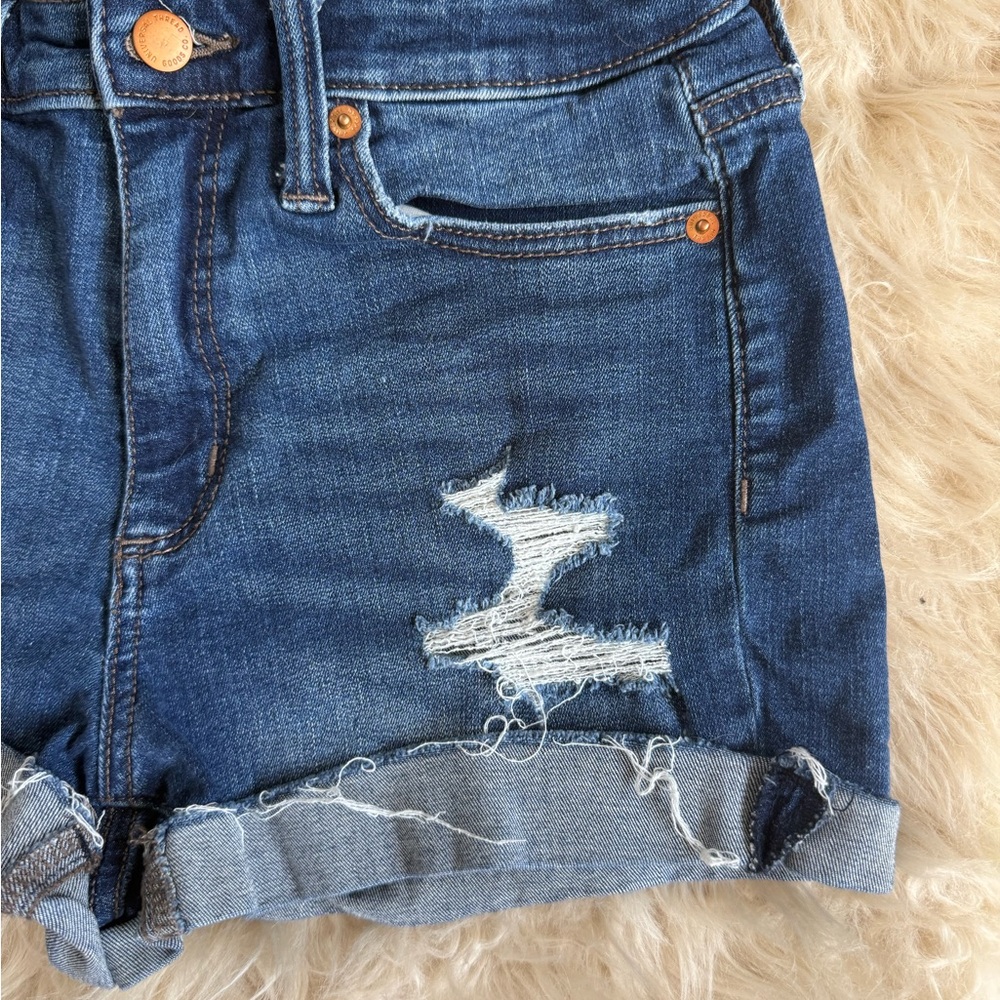 Universal Thread High Rise Midi Distressed Jean Shorts - Picture 3 of 11